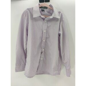 English Laundry Kids Purple White Gingham Button Down Dress‎ Shirt Size 7 Long